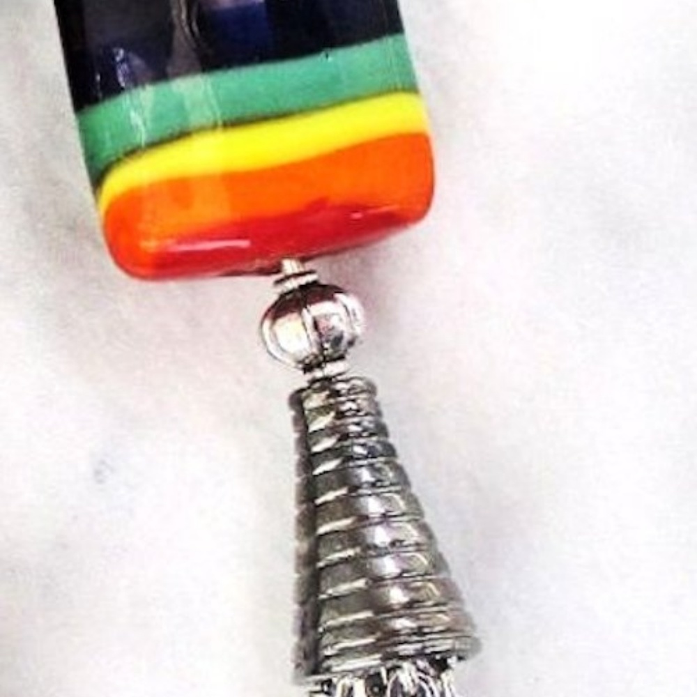 Rainbow Rectangle Pendant Necklace - image 2